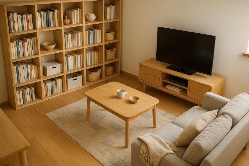 物が多くてもきれいに収納されているリビング